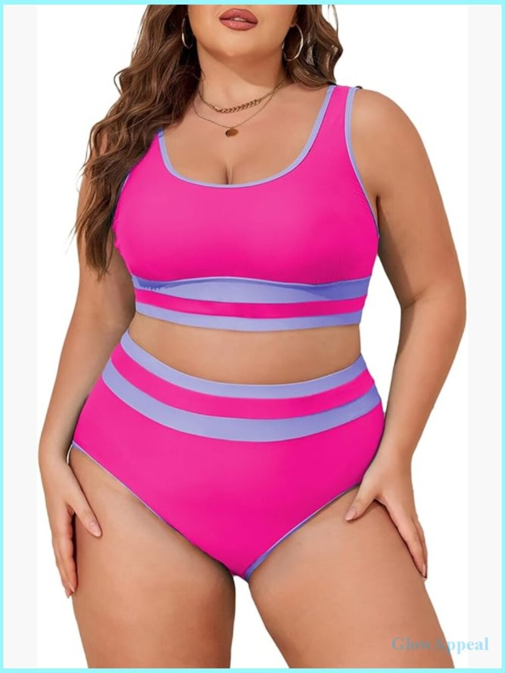 Plus Size High Waisted Bikini Set Scoop Neck Two Piece Swimsuits 3X